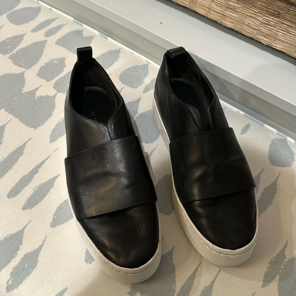 Vince black slip on sneakers